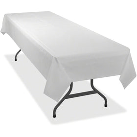 Tablemate Heavy-duty Plastic Table Covers, White, 4 / Carton, TBL549WHCT