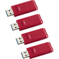 Verbatim America Store 'n' Go USB Flash Drives, Red, 4 / Carton, VER96317CT