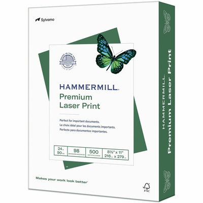 Sylvamo Hammermill Premium Laser Print Copy Paper - White, 8 1/2" x 11", 500 / Ream, HAM10460-4