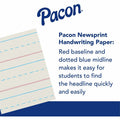 Dixon Ticonderoga Zaner-Bloser Broken Midline Ruled Paper, 8" x 10 1/2", 500 / Ream, PACZP2610