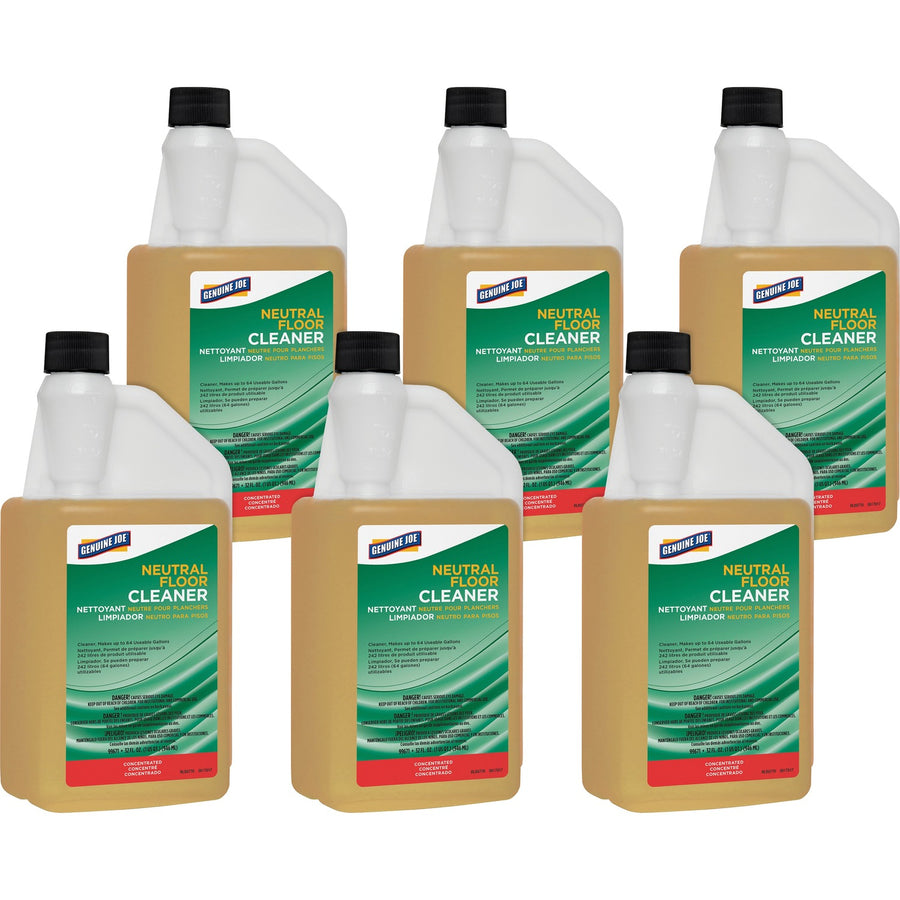 Genuine Joe Neutral Floor Cleaner, Yellow, 6 / Carton — view 1