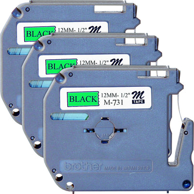 Brother P-touch P-touch Nonlaminated M Series Tape Cartridge, Green, 3 / Bundle — view 1