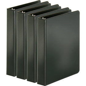 Business Source Basic Round Ring Binders, Black, 4 / Bundle, BSN28523BD