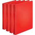 Business Source Basic Round Ring Binders, Red, 8 1/2" Width x 11" Length, 4 / Bundle, BSN28550BD