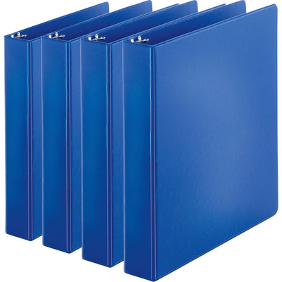 Business Source Basic Round Ring Binders, Dark Blue, 8 1/2" Width x 11" Length, 4 / Bundle — view 1
