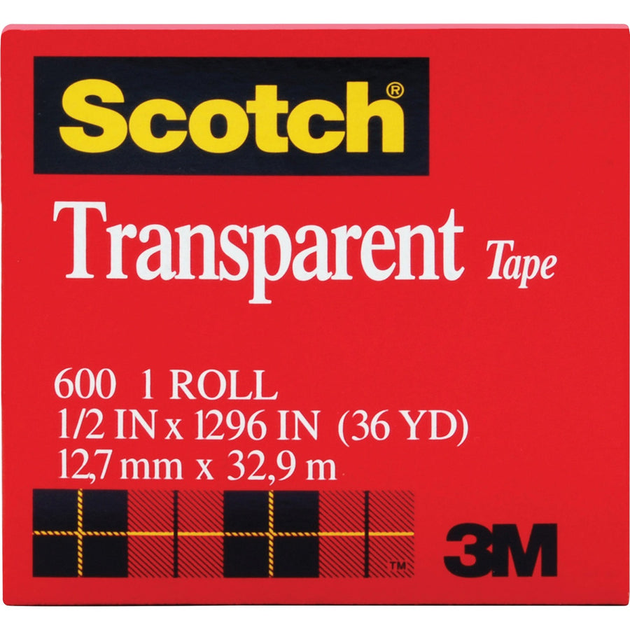 3M Scotch Transparent Tape - 1/2"W, Clear, 12 / Pack — view 1