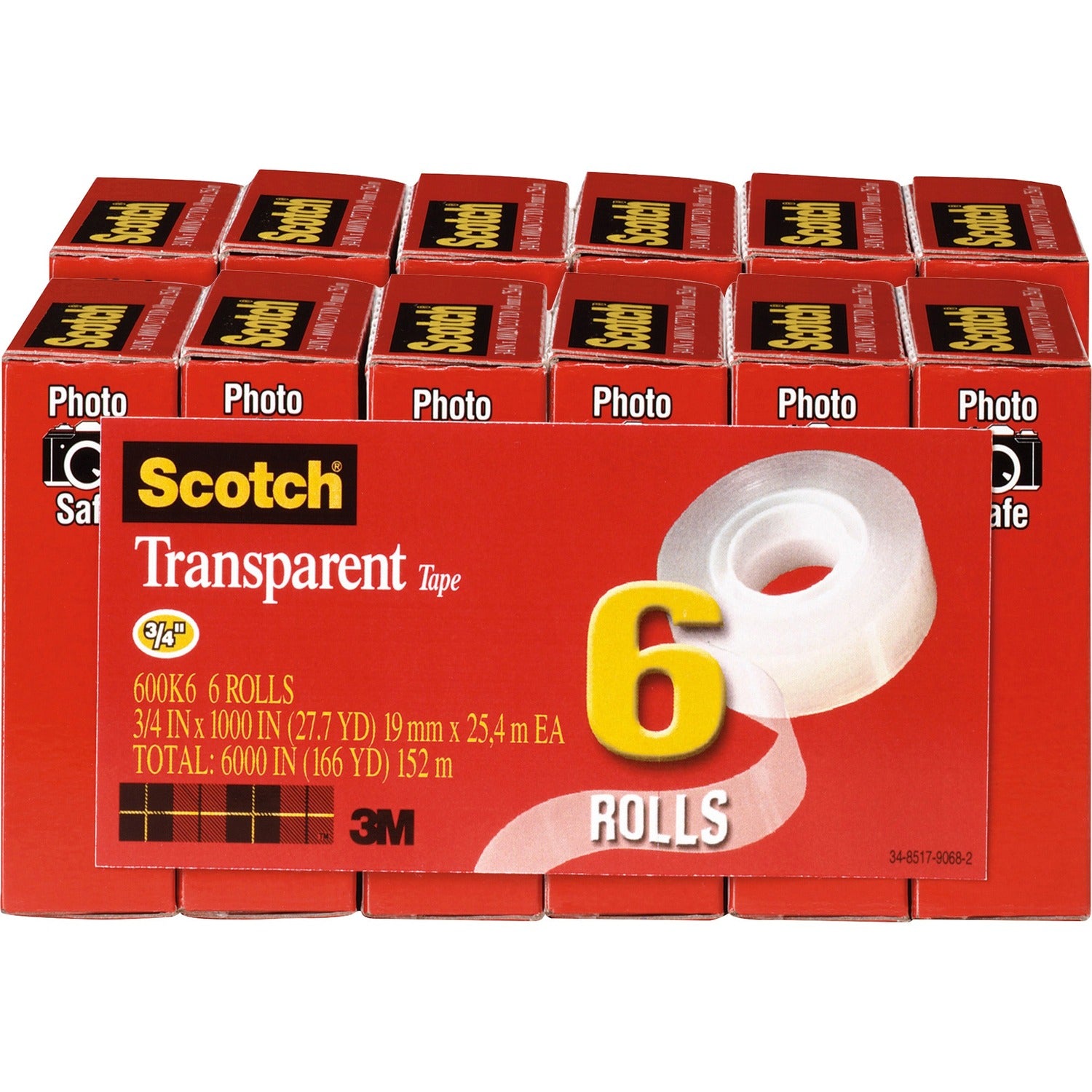 Scotch Transparent Tape - 3/4"W, 1 BD