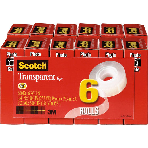 Scotch Transparent Tape - 3/4"W, 1 BD