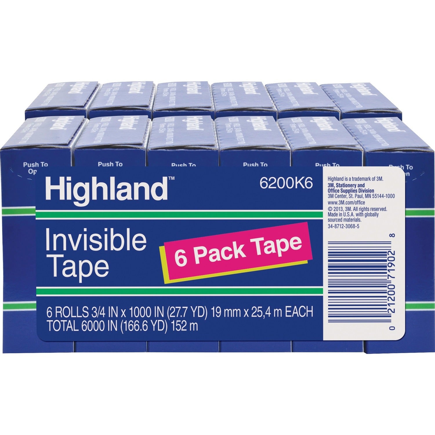 Highland 3/4"W Matte-finish Invisible Tape, 1 BD
