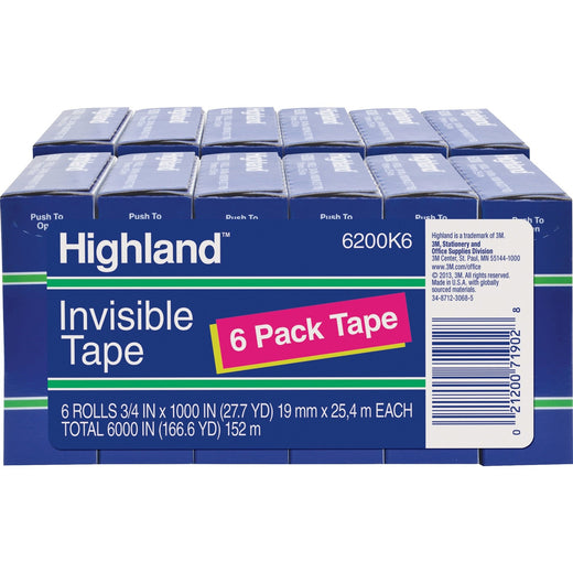 Highland 3/4"W Matte-finish Invisible Tape, 1 BD