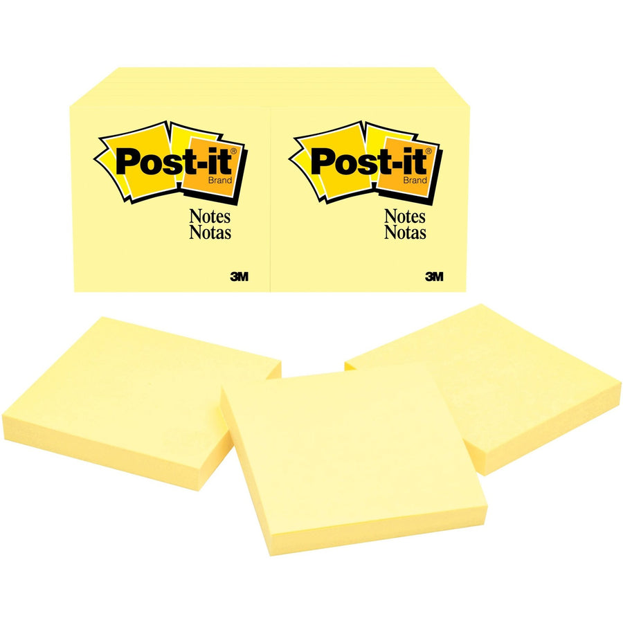 3M Post-it Notes Original Notepads, Canary Yellow, 2 / Bundle — view 1
