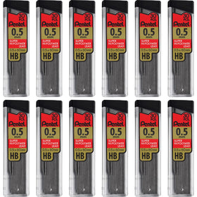 Pentel Super Hi-Polymer Leads, 0.5 mm, 12 / Box, PENC25HBBX