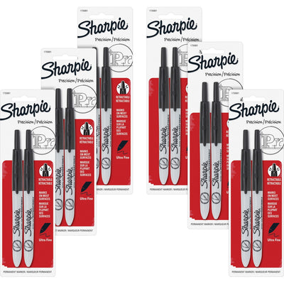 Newell Sharpie Retractable Ultra-Fine Point Permanent Markers, 6 / Box — view 1