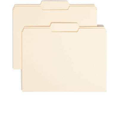 Smead 1/3 Tab Cut Letter Recycled Top Tab File Folder, Manila, 8 1/2" Width x 11" Length, 5 / Carton — view 1
