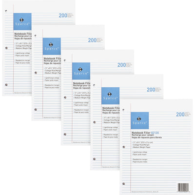 Sparco Notebook Filler Paper - Letter, 8 1/2" x 11", 10 / Bundle, SPR82110BD