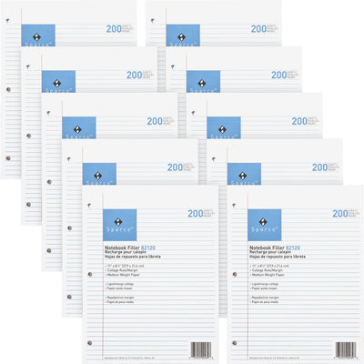 Sparco Notebook Filler Paper - Letter, 8 1/2" x 11", 10 / Bundle, SPR82120BD