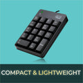 Adesso USB Spill Resistant 18-Key Numeric Keypad, Black, ADEAKB601UB