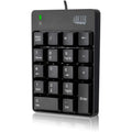 Adesso USB Spill Resistant 18-Key Numeric Keypad, Black, ADEAKB601UB