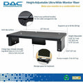 First Base DAC Stax MP-211 Height-Adjustable Ultra-Wide Monitor/Laptop Stand, Black, DTA02238