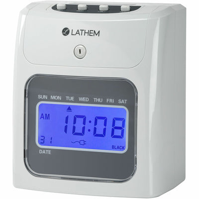 Lathem 400E Top Feed Electronic Time Clock Kit, 7.4" x 8.5", Gray, LTH400E-KIT