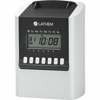 Lathem 700E Calculating Electronic Time Clock, 5.2" x 6.9", Gray, 100 Employees, LTH700E