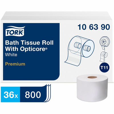 Essity Hygiene and Health AB TORK Premium Bath Tissue Roll with OptiCore, White, 36 / Carton, TRK106390