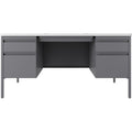 Lorell Fortress Series Double-Pedestal Teachers Desk, Gray, LLR66942