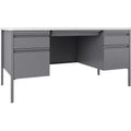 Lorell Fortress Series Double-Pedestal Teachers Desk, Gray, LLR66942