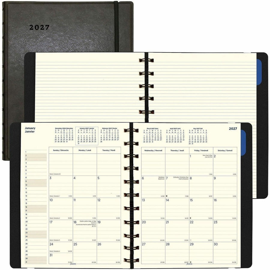 Dominion Blueline Filofax Monthly Planner, 17 Months, Bilingual, Black ), 8 1/2", 20EA/CT — view 1