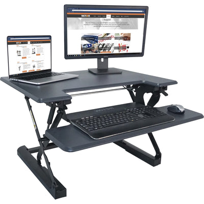Victor High Rise Height Adjustable Standing Desk with Keyboard Tray, Black, VCTDCX710G