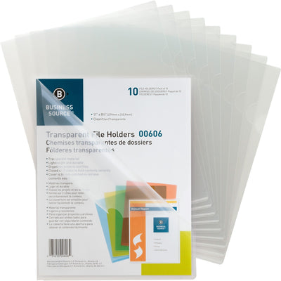Business Source Letter File Sleeve, Clear, 8 1/2" Width x 11" Length, 10 / Pack, BSN00606