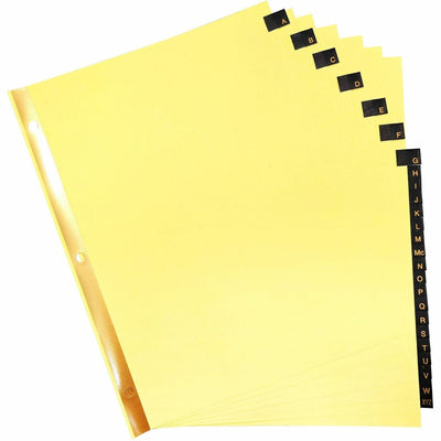 Business Source A-Z Black Leather Tab Index Dividers, 1 Set, BSN01181