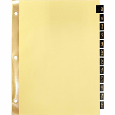 Business Source Monthly Black Leather Tab Index Dividers, 1 Set — view 1