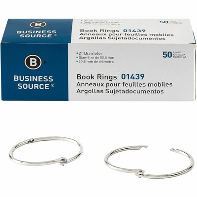 Business Source Standard Book Rings, Silver, 50 / Box — view 1