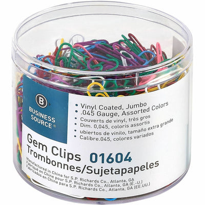 Business Source Vinyl-coated Gem Clips, Assorted, 250 / Box — view 1
