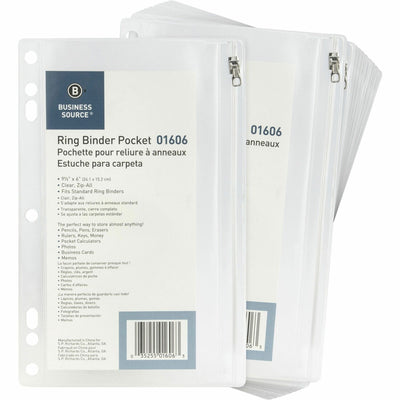 Business Source Punched Economy Binder Pocket, Clear, 24 / Box — view 1