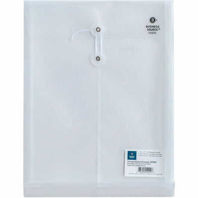 Business Source String Closure Top-open Poly Envelope, Clear, 12EA/PK 5PK/CT — view 1