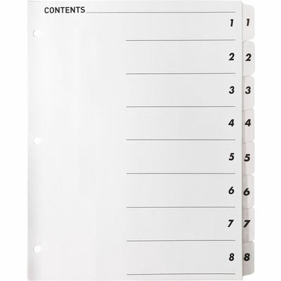 Business Source Table of Content Quick Index Dividers, White, 1 Set, BSN05853