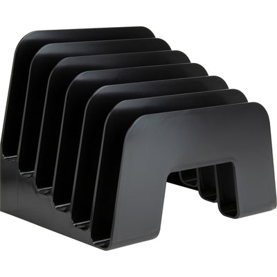 Business Source 6-slot Inclined Desk Step Sorter, Black, /BX 4BX/CT — view 1