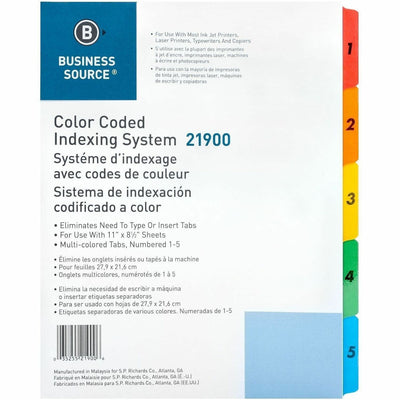 Business Source Table of Content Quick Index Dividers, Multicolor, 1 Set — view 1
