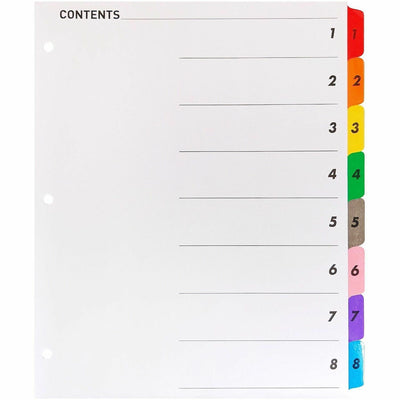 Business Source Table of Content Quick Index Dividers, Multicolor, 1 Set, BSN21901