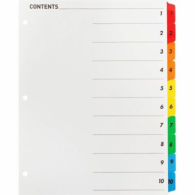 Business Source Table of Content Quick Index Dividers, Multicolor, 1 Set, BSN21902