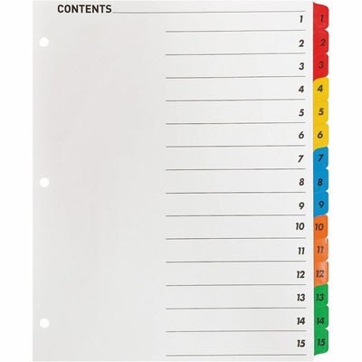Business Source Table of Content Quick Index Dividers, Multicolor, 1 Set, BSN21904