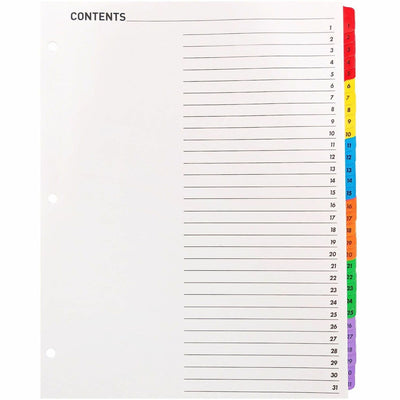 Business Source Table of Content Quick Index Dividers, Multicolor, 1 Set — view 1