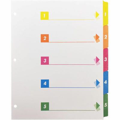 Business Source Color-coded Table of Contents/Tabs Index Dividers, White, 1 Box — view 1