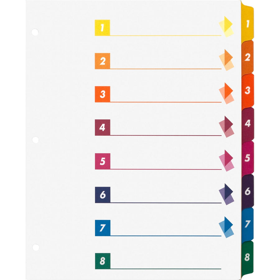 Business Source Color-coded Table of Contents/Tabs Index Dividers, White, 1 Box — view 1