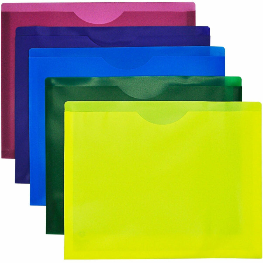 Business Source Straight Tab Cut Letter File Jacket, Assorted, 8 1/2" Width x 11" Length, 1 Pack — view 1