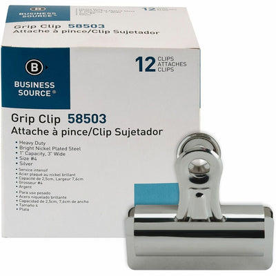 Business Source Bulldog Grip Clips, Silver, 12 / Box — view 1