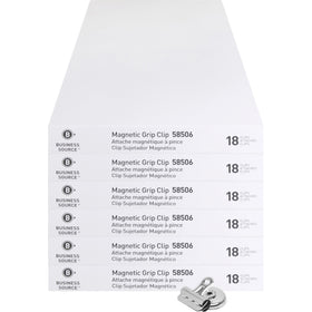 Business Source Magnetic Grip Clips Pack, Silver, 6 / Bundle, BSN58506BD