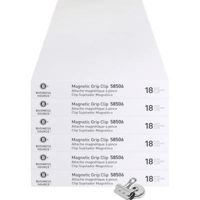 Business Source Magnetic Grip Clips Pack, Silver, 6 / Bundle, BSN58506BD